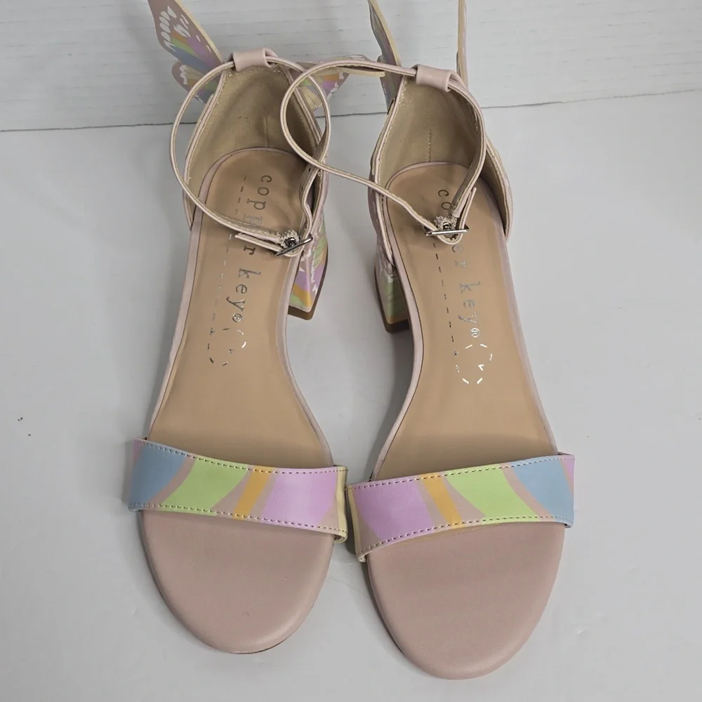 Copper Key Girls Majesty Leather Butterfly Print Wing Dress Sandals 3m
